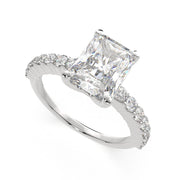 Lavinia Radiant Cut Side Stone 4 Prong Engagement Ring Setting - Nivetta